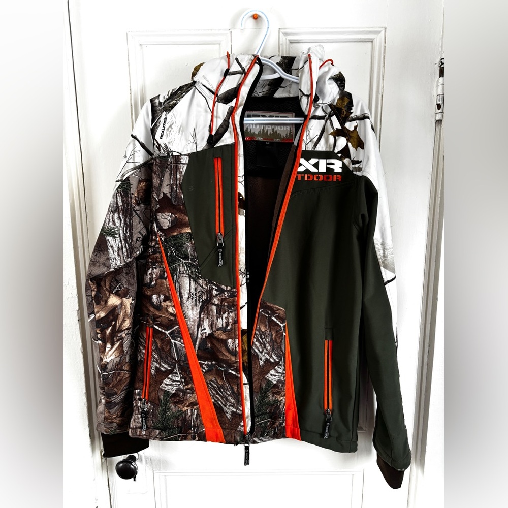 FXR Men's Camouflage Windbreaker with Orange Accents